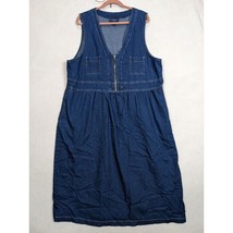 Original TY Wear Blue Denim Dress Size 22W V Neck Sleeveless Zipper Fron... - $34.68