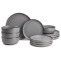 Ava 12-Piece Ceramic Dinnerware Set Gray - $70.44