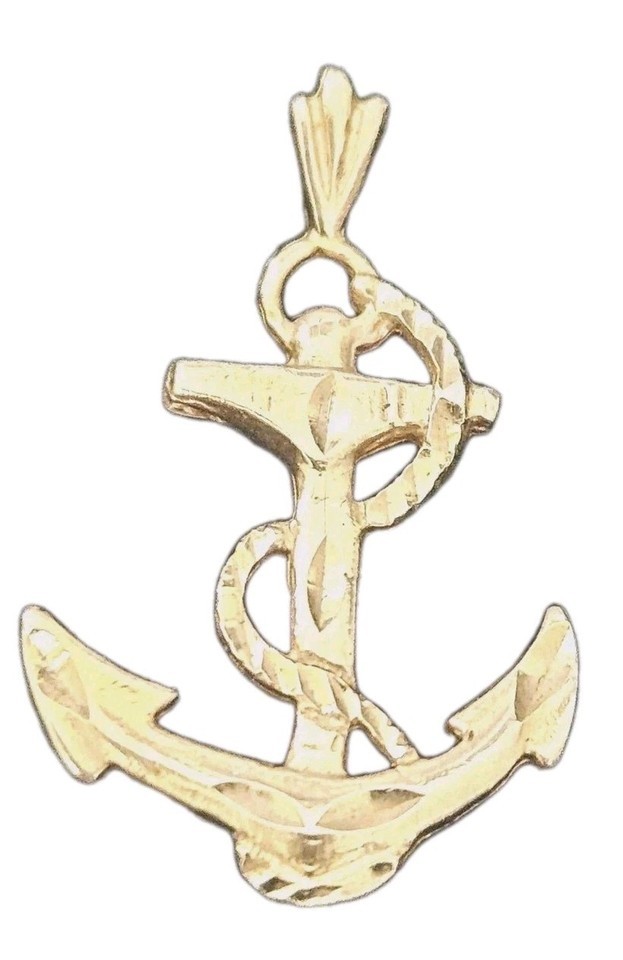 14K Yellow Gold 1.38g  anchor pendant - $77.21