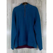 Tommy Bahama Mens 1/4 Zip Pullover Reversible Teal Blue Purple Size Large - $17.29