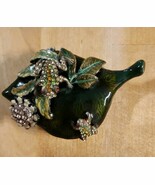 Bejeweled Frogs Enamel Leaf Hinged Trinket Box - $34.55