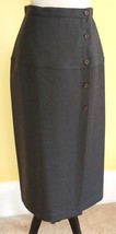 Harve Benard Dark Gray Button Front Smooth Wool Wrap Dress Skirt (6) New - £7.75 GBP