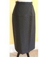HARVE BENARD Dark Gray Button Front Smooth Wool Wrap Dress Skirt (6) NEW - $180.96 MXN