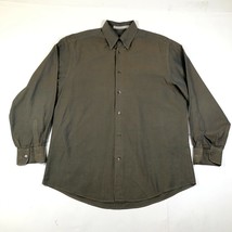 Calvin Klein Collection Button Down Shirt Mens 15 Brown Iridescent Cotton Italy - £19.42 GBP
