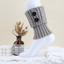 Women Buttons Boot Cuff Button Knit Boot Cuff Socks Short Cable Knit Leg Warmers - £15.98 GBP