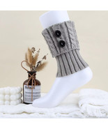 Women Buttons Boot Cuff Button Knit Boot Cuff Socks Short Cable Knit Leg... - £15.64 GBP