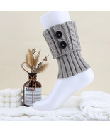 Women Buttons Boot Cuff Button Knit Boot Cuff Socks Short Cable Knit Leg... - €17,49 EUR