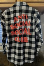 Size XL Anti Social Social Club Grey Black Flannel Long Sleeve - £57.03 GBP