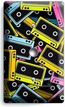 VINTAGE AUDIO CASSETTE TAPE PATTERN LIGHT DIMMER CABLE PLATES MUSIC STUD... - $10.22