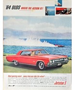 Oldsmobile Jetstar I Vintage Car Ad Magazine Print 1964 Sedan Olds Jet Boat - $12.13