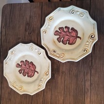 Dinner Plates, set of 2, Lillian Vernon, made in Italy, Oak Leaf, Autumn decor image 1