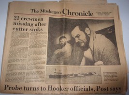 The Muskegon Chronicle MI 12 Crewmen Missing After Cutter Sinks Jan 1980 - $1.99