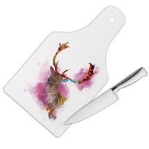 Deer Watercolor Painting : Gift Cutting Board Wild Animal Colorful Graphics Natu - £22.79 GBP