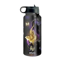 32Oz Fantasy Golden Butterfly Inspiration Motivational Gifts Stainless Steel Bot - £26.88 GBP
