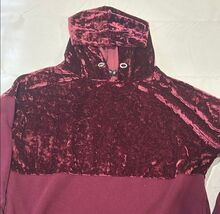 Miss Chievous Maroon Velvet Hoodie Sweater Medium - $21.78