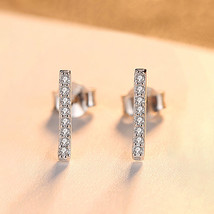 Super Flash Single Row Diamond Earrings S925 Silver Studs Korean Personality Sim - £9.65 GBP