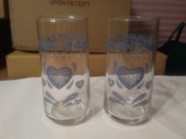 corelle blue sponge hearts drinking glasses tumblers - £14.89 GBP