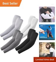 Athletic Compression Arm Sleeves – 4 Pairs with Tattoo Coverage &amp; UV Shield - $24.70