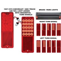 1967-72 Chevy Gmc Truck 20-LED Red Tail Sequential Turn Signal Light Lenses Pair - £75.27 GBP