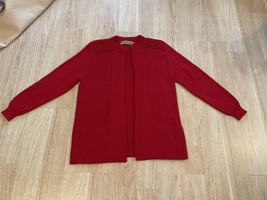 Peruvian Link Alpaca Collection Cardigan Sz M Red Knit Pockets Open Sweater - £47.40 GBP