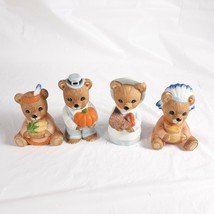 Homco 5312 Thanksgiving Autumn Fall Bears Figurines - £19.10 GBP