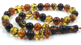 Islamic 33 Prayer beads Natural Baltic Amber  Tasbih Sibha Kehribar pressed - £53.97 GBP