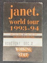 Janet Jackson World Tour backstage Pass 1993-94 Chicago Vintage Working - $7.92