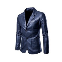 Stylish Blue Men&#39;s Blazer Genuine Lambskin Leather Handmade For Formal B... - £94.92 GBP
