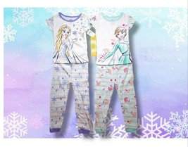 Disney Frozen Elsa Anna Toddler Girls White 4 Pc Pajama Set Size 5T - £12.78 GBP