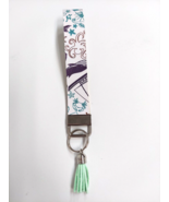 Wristlet Key Fob Keychain Faux Leather Boat Lighthouse Nautical Tassel New - $7.80