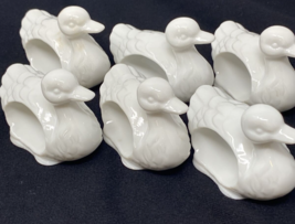Vintage White Porcelain Duck Napkin Rings Lot of 6 Vintage Japan - $14.24