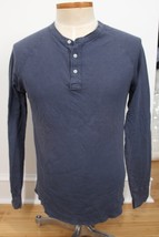 SCP M Blue Cotton Raglan Long Sleeve Henley Shirt USA - £23.00 GBP