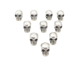925 Sterling Silver  Vintage Lot Of 10 Shiny Skull Head Slide Pendants  ... - $299.91