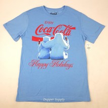 Coca-Cola Mens Enjoy Coke Happy Holidays Polar Bear T-Shirt Large Blue New - $15.83