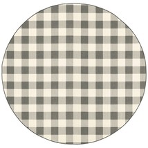 HomeRoots 389529 8 ft. Round Gray &amp; Ivory Gingham Indoor &amp; Outdoor Area Rug - £180.32 GBP