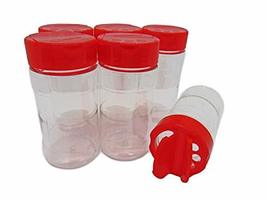 Large 8 OZ Clear Plastic Spice Container Bottle Jar With Red Cap- Set of... - £9.25 GBP