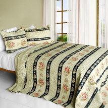 [Mother&#39;s Castle] 3pc Cotton Vermicelli-quilted Printed Quilt Set full/queenSize - £126.56 GBP