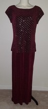 VTG Huey Waltzer for Saks Fifth Avenue Burgundy Dress Gold Silver Size 1... - $59.35