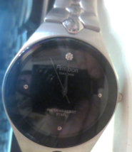 Armitron Diamond Men&#39;s Watch Silver Tone 34mm Case Black Dial - £11.18 GBP