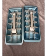 Vintage Set of Two Aluminium Ice Trays  Icy Blue Color 18 Ice Cube Per T... - $26.17