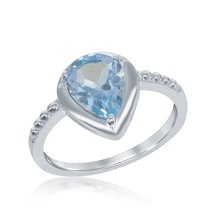Sterling Silver Teardrop Gem Ring - Blue Topaz - £38.84 GBP