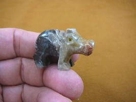 (Y-HIP-29) Gray tan HIPPO Hippopotamus gem Gemstone carving SOAPSTONE hi... - £6.78 GBP
