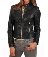 Women Leather Jacket Slim fit Biker Motorcycle Genuine Lambskin Jacket W... - £92.83 GBP
