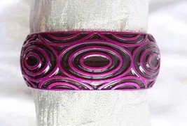 Fabulous Translucent Purple &amp; Black Art Moderne Hinged Bracelet 1990s vintage - £10.19 GBP
