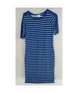 Lularoe Julia   Dress Blue With Aqua Stripes Size Medium - $10.88
