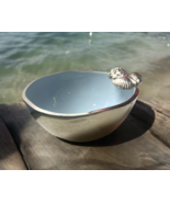 Nautical Beach Themed Sea Blue Enamel Nickel  plated shell bowl Serving ... - £48.87 GBP