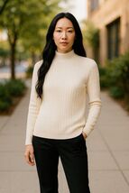 Laura Scott Womens Size Large Cable Knit Mock Neck Work/Office Sweater I... - $31.99