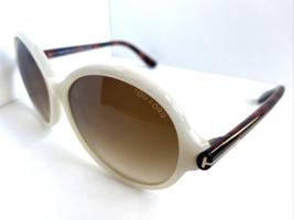 New Tom Ford Round 59mm White Tortoise Oversized Women&#39;s Sunglasses M - £151.86 GBP