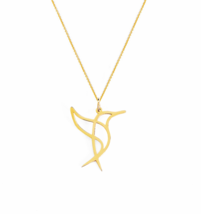 14K 9K Solid Gold Hummingbird Origami Necklace,Dainty Bird Animal Necklace,Gift - £145.77 GBP+