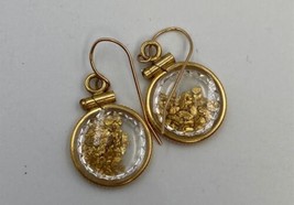 Pair Gold Earrings Gold Flakes - £125.85 GBP